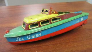 Vintage Alps Made In Japan Tin Litho Wind Up Sea Queen Siren Boat