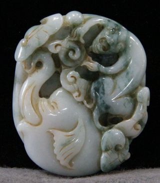 Chinese Exquisite Hand - Carved Monkey Elephant Carving Jadeite Jade Pendant
