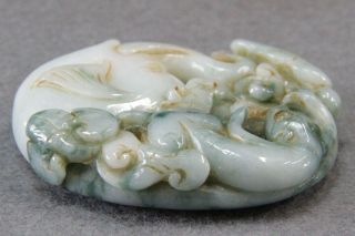 Chinese Exquisite Hand - carved monkey Elephant Carving jadeite jade Pendant 3