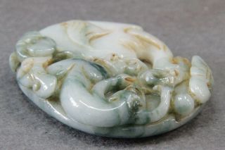 Chinese Exquisite Hand - carved monkey Elephant Carving jadeite jade Pendant 4