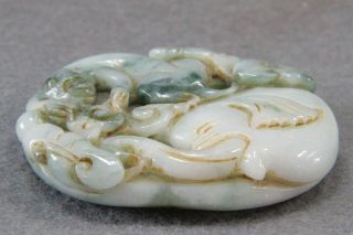 Chinese Exquisite Hand - carved monkey Elephant Carving jadeite jade Pendant 5