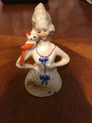 Antique Pincushion Half Doll W/parrot German