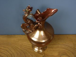 Large Salviati? Murano antique copper aventurine glass dragon ewer/jug 2