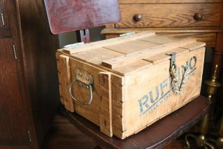 Vintage Wooden Wine Crate Box With Handles,  Latch And Chain