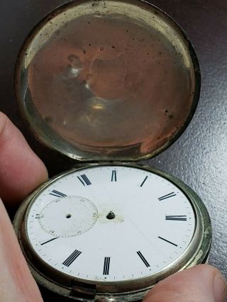 RARE Vintage Antique 1800 ' s Silver Pocket Watch 5