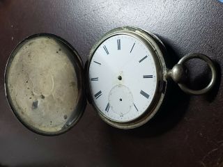 RARE Vintage Antique 1800 ' s Silver Pocket Watch 6
