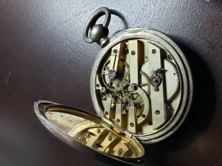 RARE Vintage Antique 1800 ' s Silver Pocket Watch 7