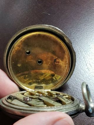 RARE Vintage Antique 1800 ' s Silver Pocket Watch 8