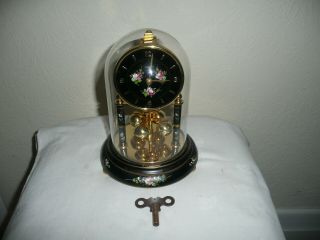 Bentima Anniversary Clock In Glass Dome,  Kern & Sohne Miniature Movement.