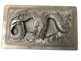 Vintage Inkstone Susuri Box Carved Dragon