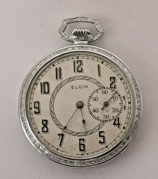 Unusual 1895 Elgin 44.  75mm O/f Pocket Watch Sub Seconds At The 3 O 