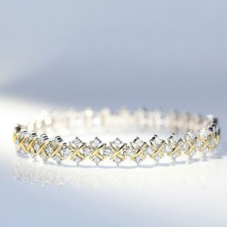 2.  45ct 100 Natural Diamond 14k Gold X - Shape Luxurious Bracelet B222