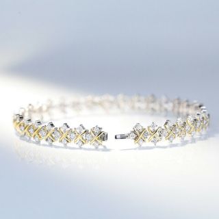 2.  45Ct 100 Natural Diamond 14K Gold X - Shape Luxurious Bracelet B222 2