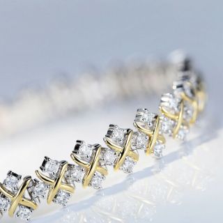 2.  45Ct 100 Natural Diamond 14K Gold X - Shape Luxurious Bracelet B222 3