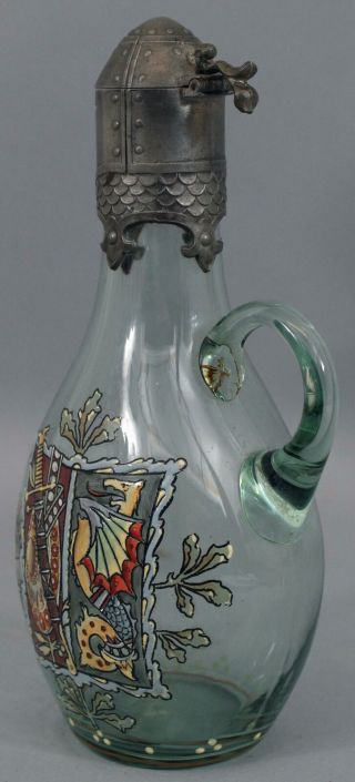 2 Antique Hand Blown Decanter Bottles Enamel Painting Dickens Tony & Sam Weller 8