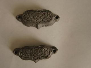 Vintage Cast Iron Drawer Pulls Set Of Two,  Floral Pattern