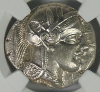 Ancient Attica Athens 440 - 404 BC Athena Owl Tetradrachm Silver Coin NGC AU 2