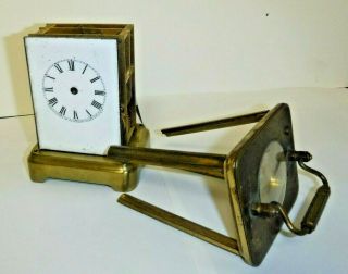 Antique 8 Day Waterbury Brass Carriage Chime Clock Case Mvt.  Etc.  Parts Repair