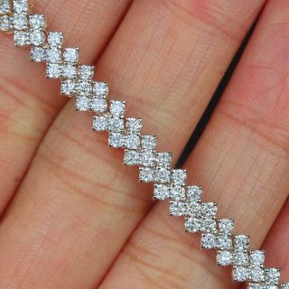 6.  1Ct 100 Natural Diamond 10K Gold Vintage Cluster Bracelet EFFECT 15Ct BWG14 - 6 2
