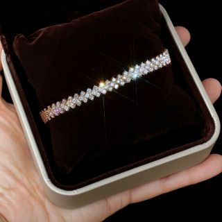 6.  1Ct 100 Natural Diamond 10K Gold Vintage Cluster Bracelet EFFECT 15Ct BWG14 - 6 8