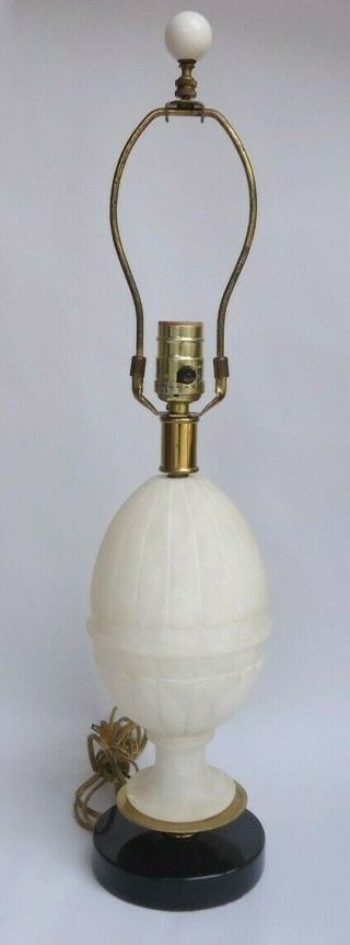 Antique Art Deco Carved Italian Alabaster Urn Table Lamp With 3 - Way Light 23 "
