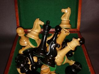 Huge Club Size Chess Set Antique F H Ayres Staunton C 1900 4.  72 Inch Knigs