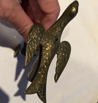 Antique Embossed Brass Sewing Bird Table Clamp Pin Cushion Holder
