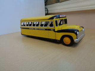 Vintage Tin Friction Toy School Bus - Daiya Japan - 9 " Long