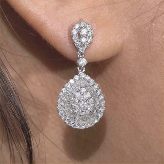 $16,  500 White Diamond Cocktail Earrings 18k Gold 2.  26 ct Certified Natural GEMS 10