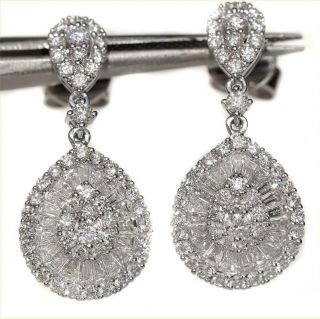 $16,  500 White Diamond Cocktail Earrings 18k Gold 2.  26 Ct Certified Natural Gems