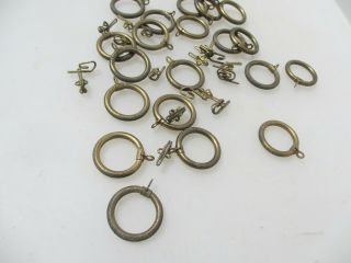 Antique Brass Curtain Rings Vintage Holder Hangers Brackets Old x20 1.  5 