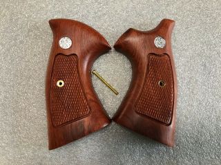 Hardwood Grip For S&w N Frame Square Butt Checker Open Back Strap Handgun