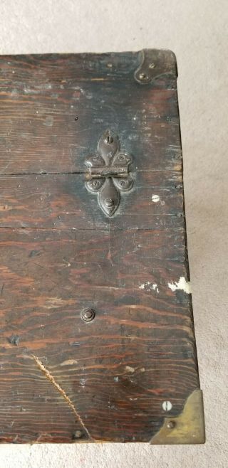 OLD Antique Wooden TOOL BOX Carpenter Wood Chest Primitive vintage 6