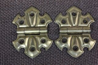 2 Cabinet Door Hinges Butterfly 2 X 2 1/2” Vintage Stanley Brass Old Rustic