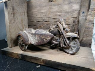 Vintage Hubley Looking Toy Cast Iron Hd Harley Davidson Motorcycle With Sidecar