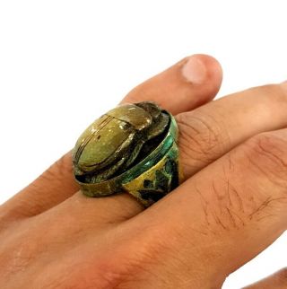 Very Rare Ancient Royal Ring Egyptian Copper Egypt Antique Hieroglyphic Scarab