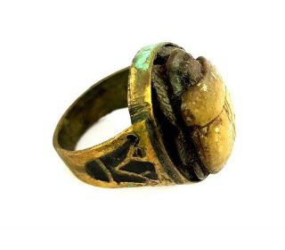 Very rare Ancient royal Ring Egyptian Copper Egypt Antique Hieroglyphic scarab 3