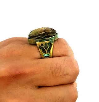 Very rare Ancient royal Ring Egyptian Copper Egypt Antique Hieroglyphic scarab 5