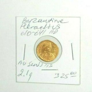 Ancient Byzantine Gold Coin Av Semissis 610 - 641 Ad Emperor Heraclius 2.  1 Grams