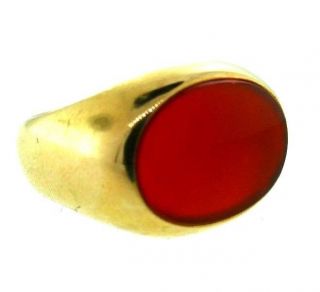 TIFFANY & CO.  14k Yellow Gold & Carnelian Signet Ring Unisex Antique & Rare 2