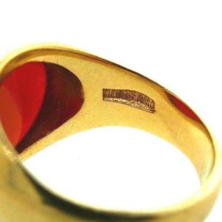 TIFFANY & CO.  14k Yellow Gold & Carnelian Signet Ring Unisex Antique & Rare 5