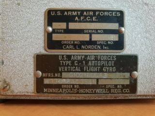 Ww2 Us Army Air Force Corp Usaf Bomber Norden C1 Bombsight Gyro Autopilot 1944
