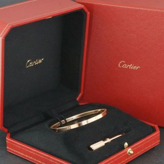 Cartier Solid 18k Rose Gold Sm Skinny Love Bracelet,  Size 18 Bangle,  Orig Box Nr