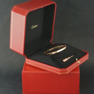 Cartier Solid 18K Rose Gold SM Skinny Love Bracelet,  Size 18 Bangle,  Orig Box NR 3