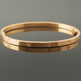 Cartier Solid 18K Rose Gold SM Skinny Love Bracelet,  Size 18 Bangle,  Orig Box NR 4