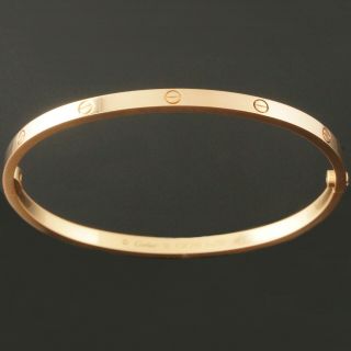 Cartier Solid 18K Rose Gold SM Skinny Love Bracelet,  Size 18 Bangle,  Orig Box NR 5