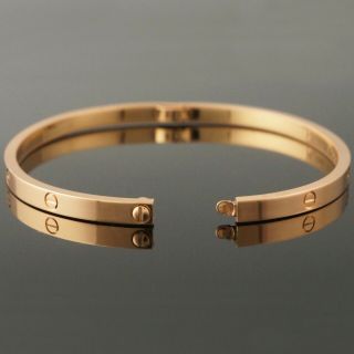 Cartier Solid 18K Rose Gold SM Skinny Love Bracelet,  Size 18 Bangle,  Orig Box NR 6