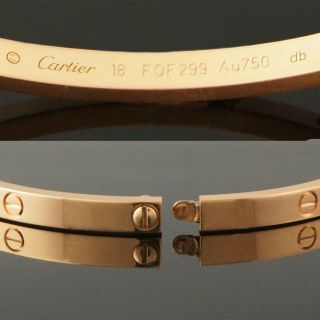 Cartier Solid 18K Rose Gold SM Skinny Love Bracelet,  Size 18 Bangle,  Orig Box NR 7