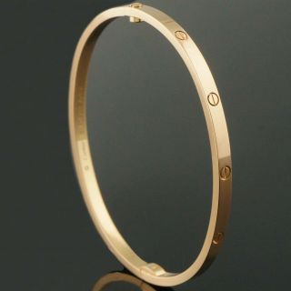 Cartier Solid 18K Rose Gold SM Skinny Love Bracelet,  Size 18 Bangle,  Orig Box NR 8