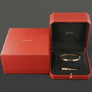Cartier Solid 18K Rose Gold SM Skinny Love Bracelet,  Size 18 Bangle,  Orig Box NR 9